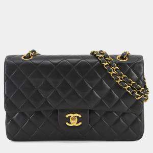 Pre Owned Chanel Matelasse 25 Chain Shoulder Bag In Black Lambskin