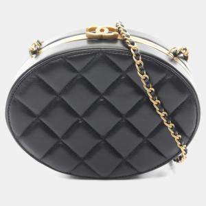 Pre Owned Chanel Matelasse Black Lambskin Leather Shoulder Bag