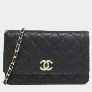 Pre Owned Chanel Black Leather Wallet