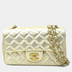 Pre Owned Chanel Shoulder Bag Leather Gold