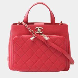 Pre Owned Chanel Business Affinity Pink Calfskin Leather Shoulder Bag