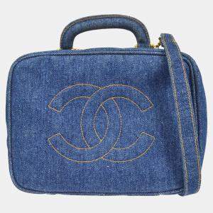 مملوكة مسبقًا Chanel Blue Denim Timeless Lunch Box Vanity 24 2way Handbag
