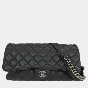 Pre Owned Chanel Black Calfskin Shoulder Bag