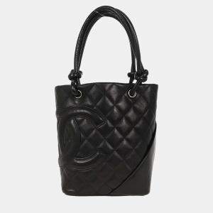 Pre Owned Chanel Black Calfskin Cambon Ligne Tote Handbag