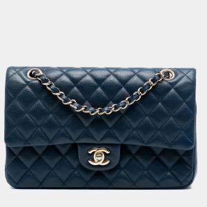 مملوكة مسبقًا حقيبة شانيل كلاسيكية كافيار مزدوجة قلاب حجم متوسط