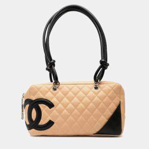 مملوكة مسبقًا Chanel Black Brown Large Quilted Lambskin Cambon Ligne Shoulder Bag