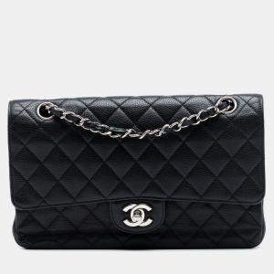مملوكة مسبقًا Chanel Black Medium Classic Caviar Double Flap