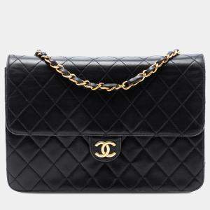 مملوكة مسبقًا Chanel Black CC Quilted Lambskin Single Flap