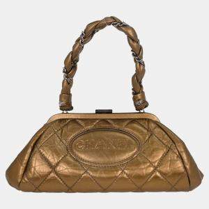 Pre Owned Chanel Gold Calfskin Handbag