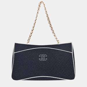 مملوكة مسبقًا حقيبة يد شانيل كانفاس كحلي توت