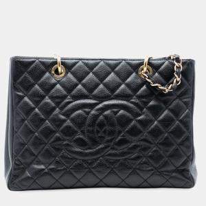 Pre Owned Chanel Black Caviar Grand Shopping Tote