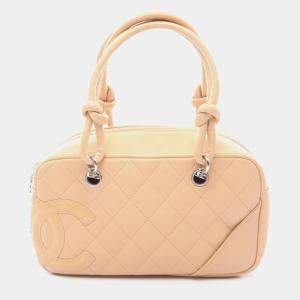 مملوكة مسبقًا حقيبة شانيل كامبون ميني بولينغ شنطة جلد براءات اختراع بيج