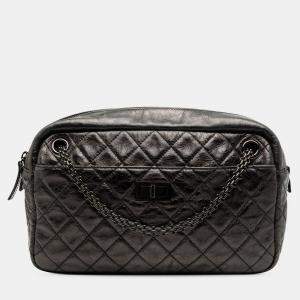 Pre Owned Chanel Black Medium Reissue 2.55 Quilted Aged Calfskin Camera Bag