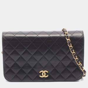 مملوكة مسبقًا حقيبة كتف شانيل ماتالاسيه فلاب كاملة جلد حمل أسود