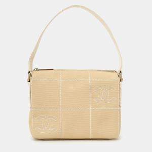 مملوكة مسبقًا Chanel 2003-04 Beige Canvas Chocolate Bar Mini Pochette