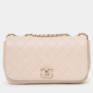 مملوكة مسبقًا حقيبة شانيل 2019 جلد كريم مبطن مسطح 