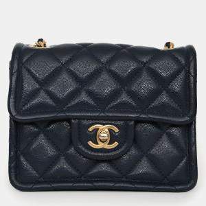 مملوكة مسبقًا Chanel 2021 Navy Quilted Caviar Mini Sweet Classic Flap Bag