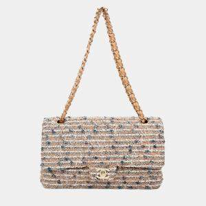 Pre Owned حقيبة شانيل كريم توب باللون الكريمي مزدوجة للكتف متوسطة فلاب 2005/2006