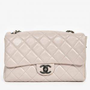 مملوكة مسبقًا Chanel 2014 Light Taupe Aged Calfskin Leather Jumbo Single Flap