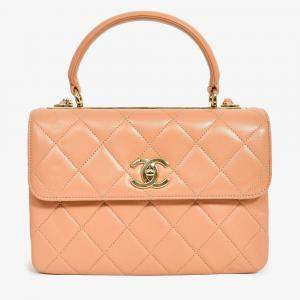 Pre Owned Chanel 2017 Tan Lambskin Leather Small 'Trendy' Bag