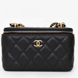Pre Owned Chanel Black Caviar Leather Vanity Crossbody with AirPod case