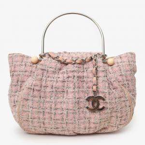 Pre Owned حقيبة شانيل حياكة  بخامة تويد زهرية CC  2005-06