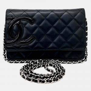 Pre Owned Chanel Black Leather Cambon Woc Mini Crossbody Bag