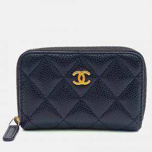 Pre Owned Chanel Black Leather Caviar Card Holder
