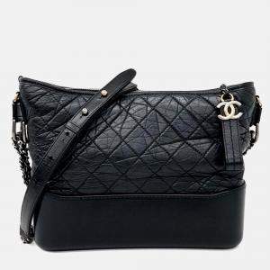 Pre Owned Chanel Black Leather Gabrielle Hobo Bag Medium