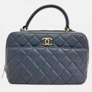 Pre Owned Chanel Blue Leather Trendy Cc Bowling Bag