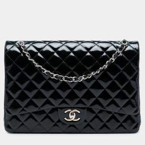مملوكة مسبقًا Chanel Blue Maxi Classic Patent Double Flap