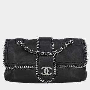 Pre Owned Chanel Black Calfskin Luxury Line Madison Flap Shoulder Bag