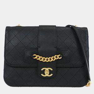 Pre Owned Chanel Black Calfskin Shoulder Bag
