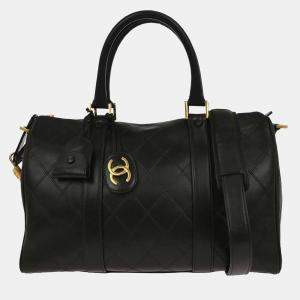 Pre Owned Chanel Black Lambskin Bicolore 2way Handbag