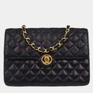 Pre Owned Chanel Navy Lambskin Shoulder Bag