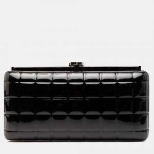 Pre Owned حقيبة كلتش شانيل سوداء سي سي شوكولاتة بار براءة الاختراع الإطار