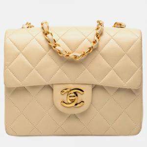 مملوكة مسبقًا Chanel Brown Mini Square Classic Lambskin Single Flap