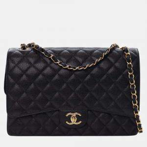 Pre Owned Chanel Black Maxi Classic Caviar Double Flap