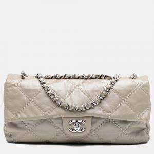 Pre Owned Chanel Brown Jumbo Quilted Calfskin Ultra Stitch Flap
