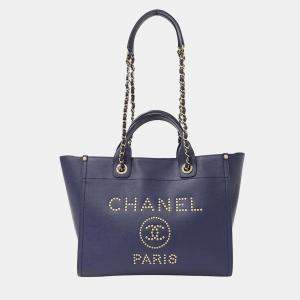 Pre Owned Chanel Handbag/Shoulder Bag  2-Way  Caviar Skin  Deauville  Navy Blue