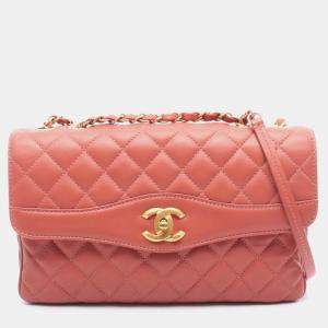 Pre Owned Chanel Matelasse Shoulder Bag  Leather  Pink And Bordeaux