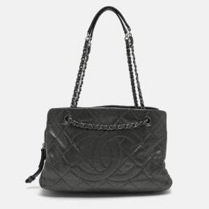 Pre Owned Chanel CC Timeless Grey Soft Caviar Leather Tote