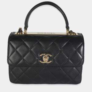 Pre Owned Chanel Black Quilted Lambskin Small Trendy CC Flap Dual Handle Bag