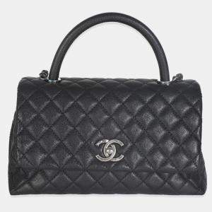 مملوكة مسبقًا Chanel Black Quilted Caviar Medium Coco Top Handle Handbag
