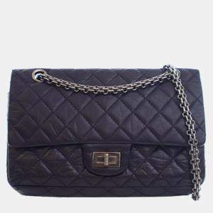 Pre Owned Chanel Purple Quilted Aged Calfskin Reissue 2.55 Double Flap 225