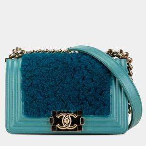 مملوكة مسبقًا Chanel Blue Small Shearling Boy Flap