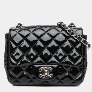 Pre Owned Chanel Black Mini Square Classic Patent Single Flap