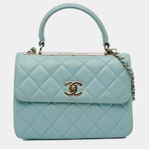 Pre Owned Chanel Blue Small Quilted Lambskin Trendy CC Flap
