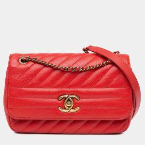 مملوكة مسبقًا Chanel Red Small Diagonal Quilted Goatskin Flap