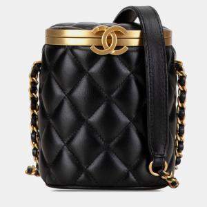 Pre Owned Chanel Black Mini Lambskin Crown Box Bag